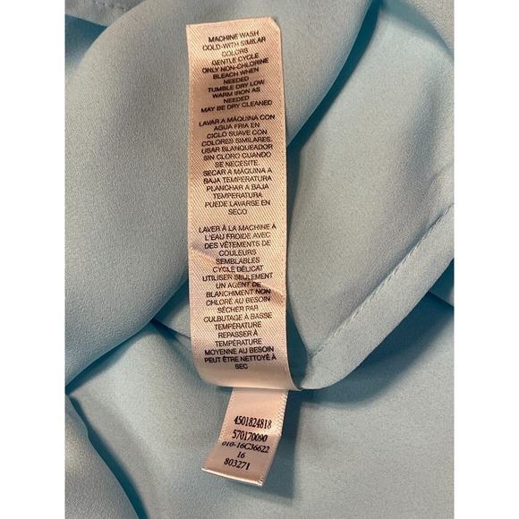 Chicos M/8 Sz 1 Layered Tie-Front Powder Blue Popover Blouse Peasant Long Sleeve - Picture 13 of 14